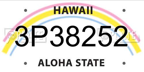 3P38252 Hawaii License Plate