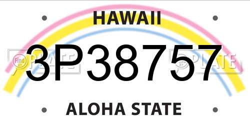 3P38757 Hawaii License Plate