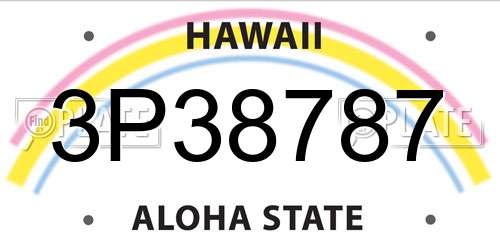 3P38787 Hawaii License Plate