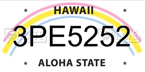 3PE5252 Hawaii License Plate