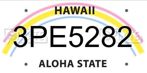 3PE5282 Hawaii License Plate