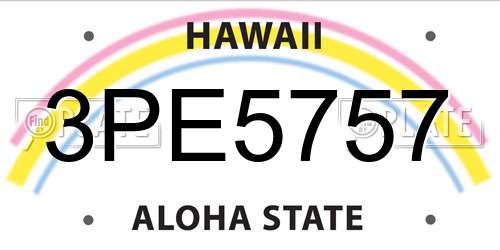 3PE5757 Hawaii License Plate