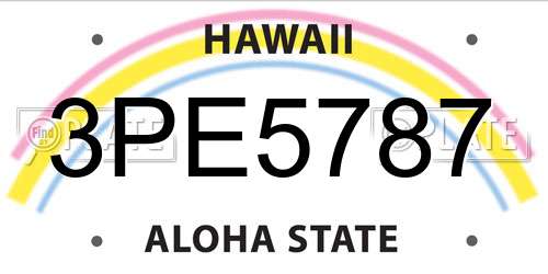 3PE5787 Hawaii License Plate