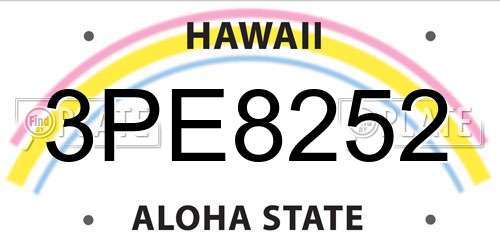 3PE8252 Hawaii License Plate