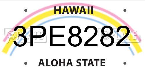 3PE8282 Hawaii License Plate