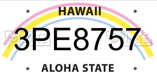 3PE8757 Hawaii License Plate