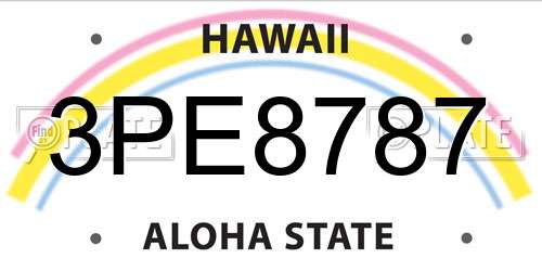 3PE8787 Hawaii License Plate