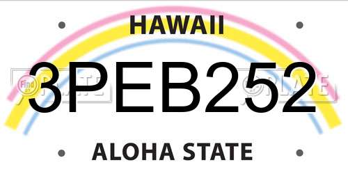 3PEB252 Hawaii License Plate