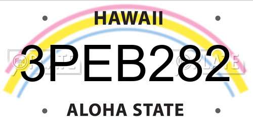 3PEB282 Hawaii License Plate