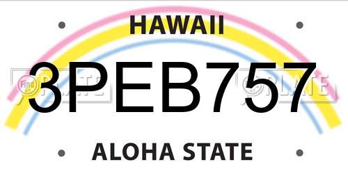 3PEB757 Hawaii License Plate