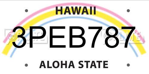 3PEB787 Hawaii License Plate