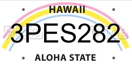 3PES282 Hawaii License Plate