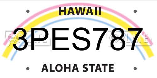 3PES787 Hawaii License Plate