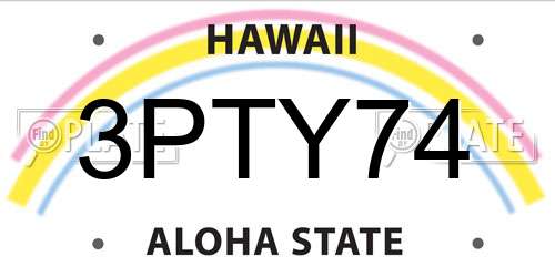 3PTY74 Hawaii License Plate