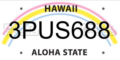 3PUS688 Hawaii License Plate