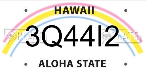 3Q44I2 Hawaii License Plate