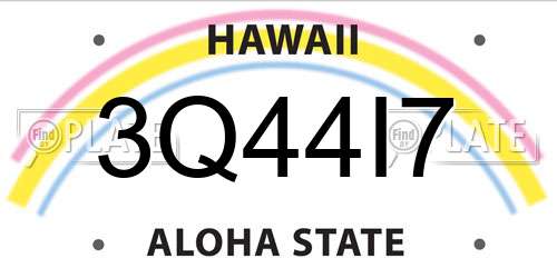 3Q44I7 Hawaii License Plate