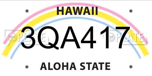 3QA417 Hawaii License Plate