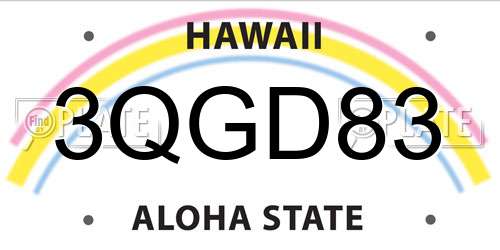3QGD83 Hawaii License Plate