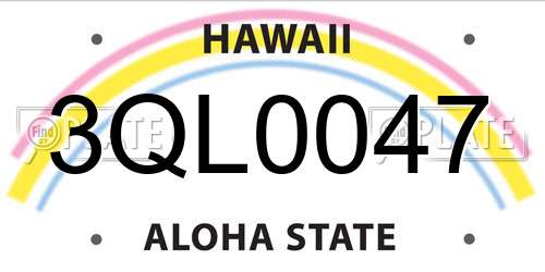 3QL0047 Hawaii License Plate