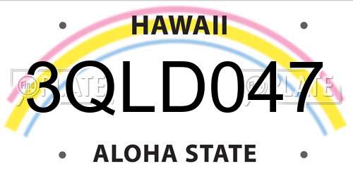 3QLD047 Hawaii License Plate