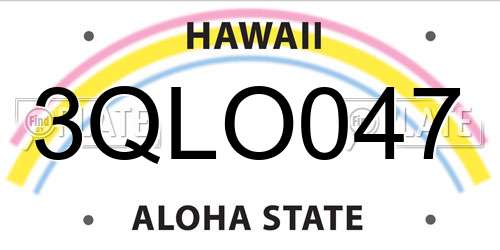 3QLO047 Hawaii License Plate