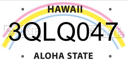 3QLQ047 Hawaii License Plate