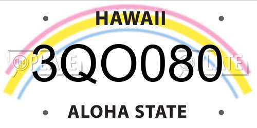 3QO080 Hawaii License Plate