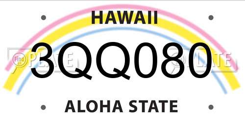 3QQ080 Hawaii License Plate