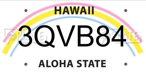 3QVB84 Hawaii License Plate
