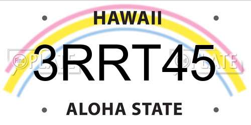 3RRT45 Hawaii License Plate