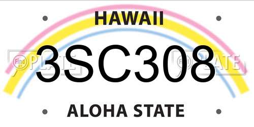 3SC308 Hawaii License Plate