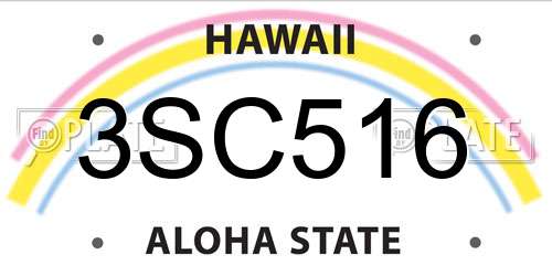 3SC516 Hawaii License Plate