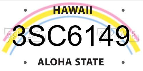 3SC6149 Hawaii License Plate