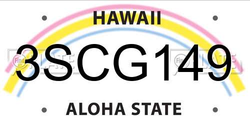 3SCG149 Hawaii License Plate