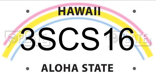 3SCS16 Hawaii License Plate