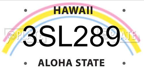3SL289 Hawaii License Plate