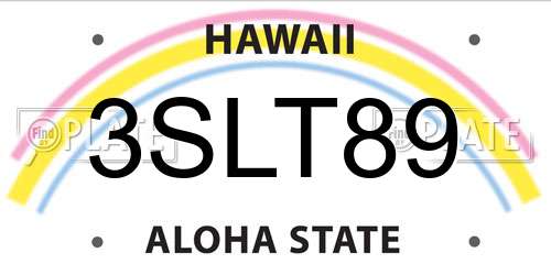 3SLT89 Hawaii License Plate