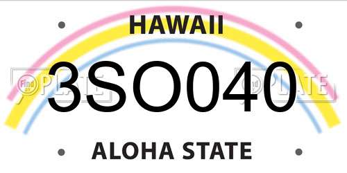 3SO040 Hawaii License Plate