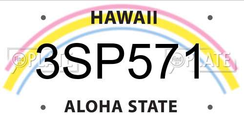 3SP571 Hawaii License Plate