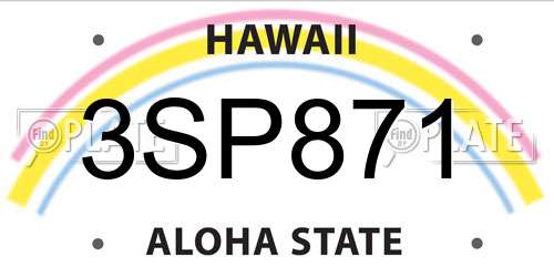 3SP871 Hawaii License Plate