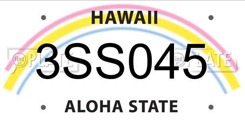 3SS045 Hawaii License Plate
