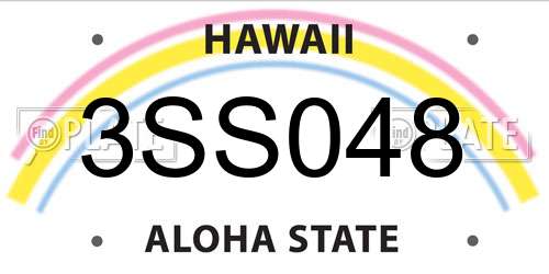 3SS048 Hawaii License Plate