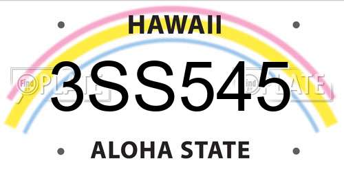 3SS545 Hawaii License Plate