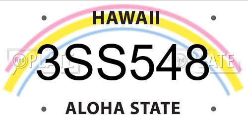 3SS548 Hawaii License Plate