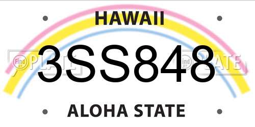 3SS848 Hawaii License Plate