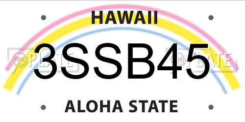 3SSB45 Hawaii License Plate
