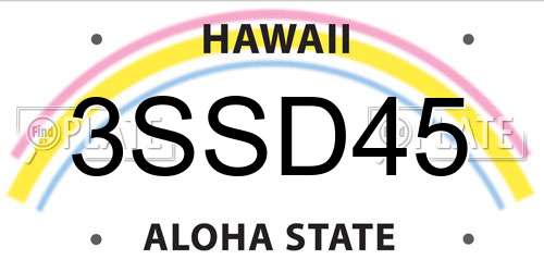 3SSD45 Hawaii License Plate