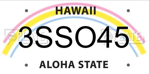 3SSO45 Hawaii License Plate