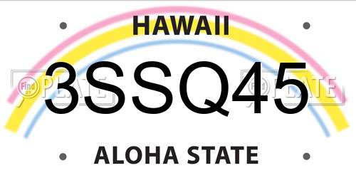 3SSQ45 Hawaii License Plate